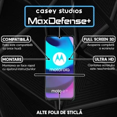 Folie Sticla CASEY STUDIOS compatibila cu Motorola Moto E20, Full Glue, Duritate Militara, Ultra HD, Anti Zgarieturi, Anti Amprente, Anti Socuri, Margini Negre Negru