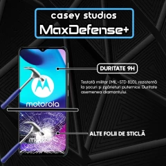 Folie Sticla CASEY STUDIOS compatibila cu Motorola Moto E20, Full Glue, Duritate Militara, Ultra HD, Anti Zgarieturi, Anti Amprente, Anti Socuri, Margini Negre Negru