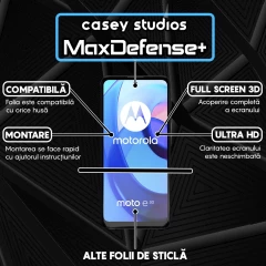 Folie Sticla CASEY STUDIOS compatibila cu Motorola Moto E30 / Moto E40, Full Glue, Duritate Militara, Ultra HD, Anti Zgarieturi, Anti Amprente, Anti Socuri, Margini Negre Negru