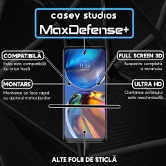 Folie Sticla CASEY STUDIOS compatibila cu Motorola Moto E32 / Moto E32s, Full Glue, Duritate Militara, Ultra HD, Anti Zgarieturi, Anti Amprente, Anti Socuri, Margini Negre Negru