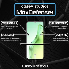 Folie Sticla CASEY STUDIOS compatibila cu Oppo A31, Full Glue, Duritate Militara, Ultra HD, Anti Zgarieturi, Anti Amprente, Anti Socuri, Margini Negre Negru