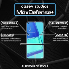 Folie Sticla CASEY STUDIOS compatibila cu Oppo A52 / A72 4G, Full Glue, Duritate Militara, Ultra HD, Anti Zgarieturi, Anti Amprente, Anti Socuri, Margini Negre Negru