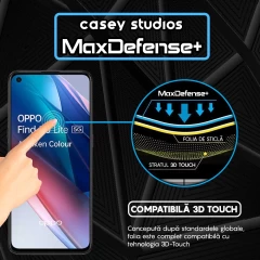 Folie Sticla CASEY STUDIOS compatibila cu Oppo Find X3 Lite / Reno5 5G, Full Glue, Duritate Militara, Ultra HD, Anti Zgarieturi, Anti Amprente, Anti Socuri, Margini Negre Negru
