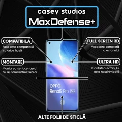 Folie Sticla CASEY STUDIOS compatibila cu Oppo Reno5 Pro 5G, Full Glue, Duritate Militara, Ultra HD, Anti Zgarieturi, Anti Amprente, Anti Socuri, Margini Negre Negru