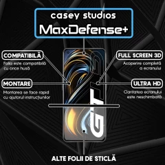 Folie Sticla CASEY STUDIOS compatibila cu Realme GT 5G, Full Glue, Duritate Militara, Ultra HD, Anti Zgarieturi, Anti Amprente, Anti Socuri, Margini Negre Negru