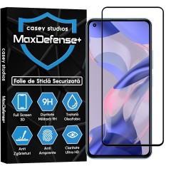 Folie Sticla CASEY STUDIOS compatibila cu Xiaomi 11 Lite 5G NE / Mi 11 Lite / Mi 11 Lite 5G, Full Glue, Duritate Militara, Ultra HD, Anti Zgarieturi, Anti Amprente, Anti Socuri, Margini Negre
