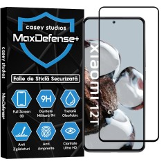 Folie Sticla CASEY STUDIOS compatibila cu Xiaomi 12T / Xiaomi 12T Pro, Full Glue, Duritate Militara, Ultra HD, Anti Zgarieturi, Anti Amprente, Anti Socuri, Margini Negre