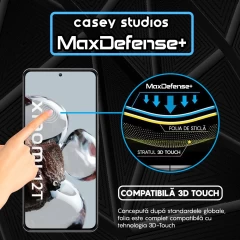 Folie Sticla CASEY STUDIOS compatibila cu Xiaomi 12T / Xiaomi 12T Pro, Full Glue, Duritate Militara, Ultra HD, Anti Zgarieturi, Anti Amprente, Anti Socuri, Margini Negre Negru