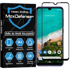 Folie Sticla CASEY STUDIOS compatibila cu Xiaomi Mi A3 / Mi CC9e, Full Glue, Duritate Militara, Ultra HD, Anti Zgarieturi, Anti Amprente, Anti Socuri, Margini Negre Negru