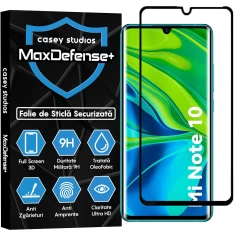 Folie Sticla CASEY STUDIOS compatibila cu Xiaomi Mi Note 10 / Mi Note 10 Pro, Full Glue, Duritate Militara, Ultra HD, Anti Zgarieturi, Anti Amprente, Anti Socuri, Margini Negre Negru