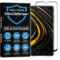 Folie Sticla CASEY STUDIOS compatibila cu Xiaomi Poco M3 / Redmi 9T, Full Glue, Duritate Militara, Ultra HD, Anti Zgarieturi, Anti Amprente, Anti Socuri, Margini Negre