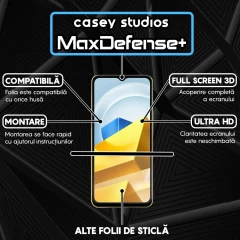 Folie Sticla CASEY STUDIOS compatibila cu Xiaomi Poco M5, Full Glue, Duritate Militara, Ultra HD, Anti Zgarieturi, Anti Amprente, Anti Socuri, Margini Negre Negru