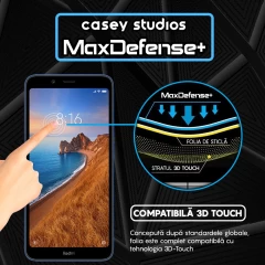 Folie Sticla CASEY STUDIOS compatibila cu Xiaomi Redmi 7A, Full Glue, Duritate Militara, Ultra HD, Anti Zgarieturi, Anti Amprente, Anti Socuri, Margini Negre Negru