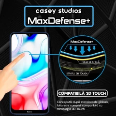 Folie Sticla CASEY STUDIOS compatibila cu Xiaomi Redmi 8 / Redmi 8A, Full Glue, Duritate Militara, Ultra HD, Anti Zgarieturi, Anti Amprente, Anti Socuri, Margini Negre Negru
