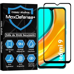 Folie Sticla CASEY STUDIOS compatibila cu Xiaomi Redmi 9, Full Glue, Duritate Militara, Ultra HD, Anti Zgarieturi, Anti Amprente, Anti Socuri, Margini Negre