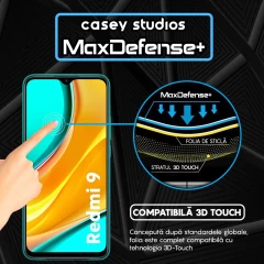 Folie Sticla CASEY STUDIOS compatibila cu Xiaomi Redmi 9, Full Glue, Duritate Militara, Ultra HD, Anti Zgarieturi, Anti Amprente, Anti Socuri, Margini Negre Negru