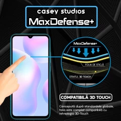 Folie Sticla CASEY STUDIOS compatibila cu Xiaomi Redmi 9A / Redmi 9C NFC / Redmi 9C / Redmi 9AT / Redmi 10A, Full Glue, Duritate Militara, Ultra HD, Anti Zgarieturi, Anti Amprente, Anti Socuri, Margini Negre Negru