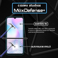 Folie Sticla CASEY STUDIOS compatibila cu Xiaomi Redmi 9A / Redmi 9C NFC / Redmi 9C / Redmi 9AT / Redmi 10A, Full Glue, Duritate Militara, Ultra HD, Anti Zgarieturi, Anti Amprente, Anti Socuri, Margini Negre Negru