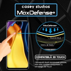 Folie Sticla CASEY STUDIOS compatibila cu Xiaomi Poco M5s / Redmi Note 10 4G / Redmi Note 10S, Full Glue, Duritate Militara, Ultra HD, Anti Zgarieturi, Anti Amprente, Anti Socuri, Margini Negre Negru