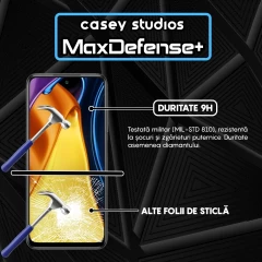 Folie Sticla CASEY STUDIOS compatibila cu Xiaomi Poco M5s / Redmi Note 10 4G / Redmi Note 10S, Full Glue, Duritate Militara, Ultra HD, Anti Zgarieturi, Anti Amprente, Anti Socuri, Margini Negre Negru