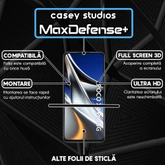 Folie Sticla CASEY STUDIOS compatibila cu Xiaomi Poco X4 Pro 5G / Redmi Note 11 Pro 4G / Redmi Note 11 Pro 5G / Redmi Note 11 Pro+ 5G, Full Glue, Duritate Militara, Ultra HD, Anti Zgarieturi, Anti Amprente, Anti Socuri, Margini Negre Negru