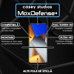 Folie Sticla CASEY STUDIOS compatibila cu Xiaomi Poco M4 Pro 4G / Redmi Note 11 / Redmi Note 11S, Full Glue, Duritate Militara, Ultra HD, Anti Zgarieturi, Anti Amprente, Anti Socuri, Margini Negre Negru