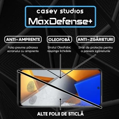 Folie Sticla CASEY STUDIOS compatibila cu Xiaomi Poco M4 Pro 4G / Redmi Note 11 / Redmi Note 11S, Full Glue, Duritate Militara, Ultra HD, Anti Zgarieturi, Anti Amprente, Anti Socuri, Margini Negre Negru