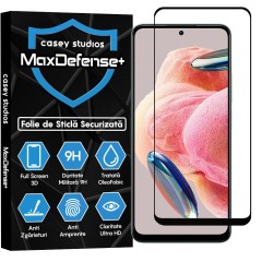 Folie Sticla CASEY STUDIOS compatibila cu Xiaomi Redmi Note 12 4G / Redmi Note 12 5G / Poco X5, Full Glue, Duritate Militara, Ultra HD, Anti Zgarieturi, Anti Amprente, Anti Socuri, Margini Negre