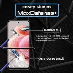Folie Sticla CASEY STUDIOS compatibila cu Xiaomi Redmi Note 12 4G / Redmi Note 12 5G / Poco X5, Full Glue, Duritate Militara, Ultra HD, Anti Zgarieturi, Anti Amprente, Anti Socuri, Margini Negre Negru