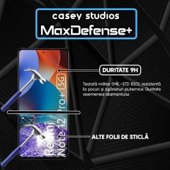 Folie Sticla CASEY STUDIOS compatibila cu Xiaomi Redmi Note 12 Pro 5G / Redmi Note 12 Pro+, Full Glue, Duritate Militara, Ultra HD, Anti Zgarieturi, Anti Amprente, Anti Socuri, Margini Negre Negru
