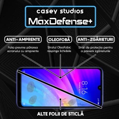 Folie Sticla CASEY STUDIOS compatibila cu Xiaomi Redmi Note 7 / Redmi Note 7 Pro, Full Glue, Duritate Militara, Ultra HD, Anti Zgarieturi, Anti Amprente, Anti Socuri, Margini Negre Negru