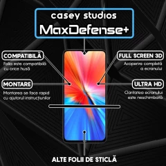 Folie Sticla CASEY STUDIOS compatibila cu Xiaomi Redmi Note 8 / Redmi Note 8 2021, Full Glue, Duritate Militara, Ultra HD, Anti Zgarieturi, Anti Amprente, Anti Socuri, Margini Negre Negru