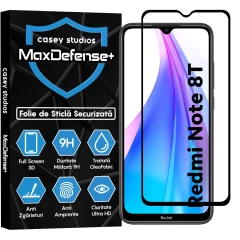 Folie Sticla CASEY STUDIOS compatibila cu Xiaomi Redmi Note 8T, Full Glue, Duritate Militara, Ultra HD, Anti Zgarieturi, Anti Amprente, Anti Socuri, Margini Negre Negru