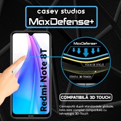 Folie Sticla CASEY STUDIOS compatibila cu Xiaomi Redmi Note 8T, Full Glue, Duritate Militara, Ultra HD, Anti Zgarieturi, Anti Amprente, Anti Socuri, Margini Negre Negru