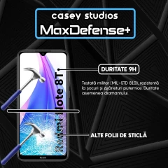 Folie Sticla CASEY STUDIOS compatibila cu Xiaomi Redmi Note 8T, Full Glue, Duritate Militara, Ultra HD, Anti Zgarieturi, Anti Amprente, Anti Socuri, Margini Negre Negru