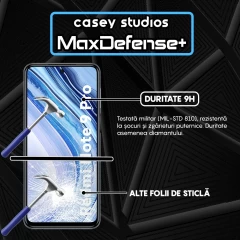 Folie Sticla CASEY STUDIOS compatibila cu Xiaomi Redmi Note 9 Pro / Redmi Note 9 Pro Max / Redmi Note 9S, Full Glue, Duritate Militara, Ultra HD, Anti Zgarieturi, Anti Amprente, Anti Socuri, Margini Negre Negru