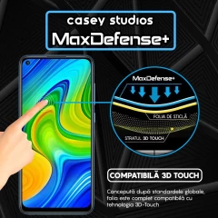Folie Sticla CASEY STUDIOS compatibila cu Xiaomi Redmi Note 9 / Redmi 10X 4G, Full Glue, Duritate Militara, Ultra HD, Anti Zgarieturi, Anti Amprente, Anti Socuri, Margini Negre Negru