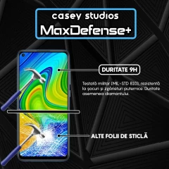 Folie Sticla CASEY STUDIOS compatibila cu Xiaomi Redmi Note 9 / Redmi 10X 4G, Full Glue, Duritate Militara, Ultra HD, Anti Zgarieturi, Anti Amprente, Anti Socuri, Margini Negre Negru