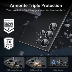Folie Camera pentru Samsung Galaxy S24 Ultra (set 2) - ESR Lens Protector Tempered Glass - Black Negru
