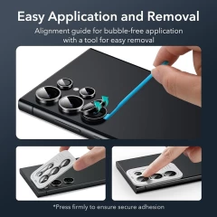 Folie Camera pentru Samsung Galaxy S24 Ultra (set 2) - ESR Lens Protector Tempered Glass - Black Negru
