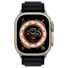 Curea Textil Alpine Loop compatibila cu Apple Watch Ultra 2/Ultra/SE/9/8/7/6/5/4/3/2/1 - 42/44/45/49MM CASEY STUDIOS, Ajustabila, Respirabila Negru