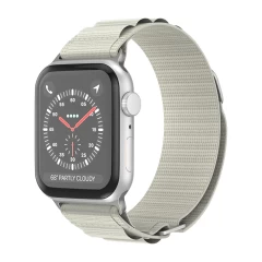 Curea Textil Alpine Loop compatibila cu Apple Watch Ultra 2/Ultra/SE/9/8/7/6/5/4/3/2/1 - 42/44/45/49MM CASEY STUDIOS, Ajustabila, Respirabila crem