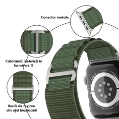Curea Textil Alpine Loop compatibila cu Apple Watch Ultra 2/Ultra/SE/9/8/7/6/5/4/3/2/1 - 42/44/45/49MM CASEY STUDIOS, Ajustabila, Respirabila Verde Inchis