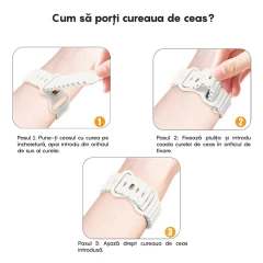 Curea Silicon Ocean Loop compatibila cu Apple Watch SE/9/8/7/6/5/4/3/2/1 - 38/40/41MM CASEY STUDIOS™, Ajustabila, Respirabila, Silicon moale placut la atingere Alb