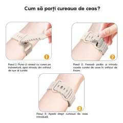 Curea Silicon Ocean Loop compatibila cu Apple Watch SE/9/8/7/6/5/4/3/2/1 - 38/40/41MM CASEY STUDIOS™, Ajustabila, Respirabila, Silicon moale placut la atingere crem