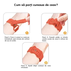 Curea Silicon Ocean Loop compatibila cu Apple Watch SE/9/8/7/6/5/4/3/2/1 - 38/40/41MM CASEY STUDIOS™, Ajustabila, Respirabila, Silicon moale placut la atingere Portocaliu