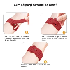 Curea Silicon Ocean Loop compatibila cu Apple Watch SE/9/8/7/6/5/4/3/2/1 - 38/40/41MM CASEY STUDIOS™, Ajustabila, Respirabila, Silicon moale placut la atingere Rosu
