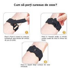Curea Silicon Ocean Loop compatibila cu Apple Watch Ultra 2/Ultra/SE/9/8/7/6/5/4/3/2/1 - 42/44/45/49MM CASEY STUDIOS™, Ajustabila, Respirabila, Silicon moale placut la atingere Albastru Inchis