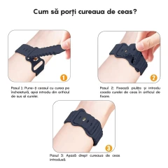 Curea Silicon Ocean Loop compatibila cu Apple Watch Ultra 2/Ultra/SE/9/8/7/6/5/4/3/2/1 - 42/44/45/49MM CASEY STUDIOS™, Ajustabila, Respirabila, Silicon moale placut la atingere Midnight Blue