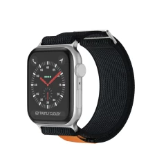 Curea Nailon Trail compatibila cu Apple Watch SE/9/8/7/6/5/4/3/2/1 - 38/40/41MM CASEY STUDIOS, Ajustabila, Respirabila, Material Textil Negru 